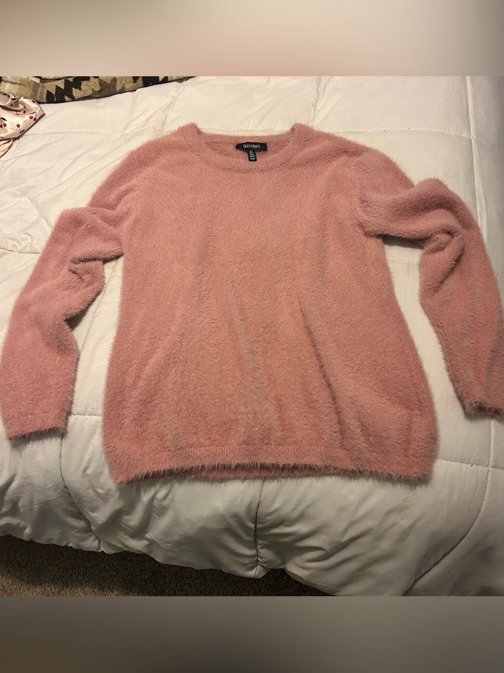 Ellen Tracy Plush Dusty Pink Crewneck Sweater